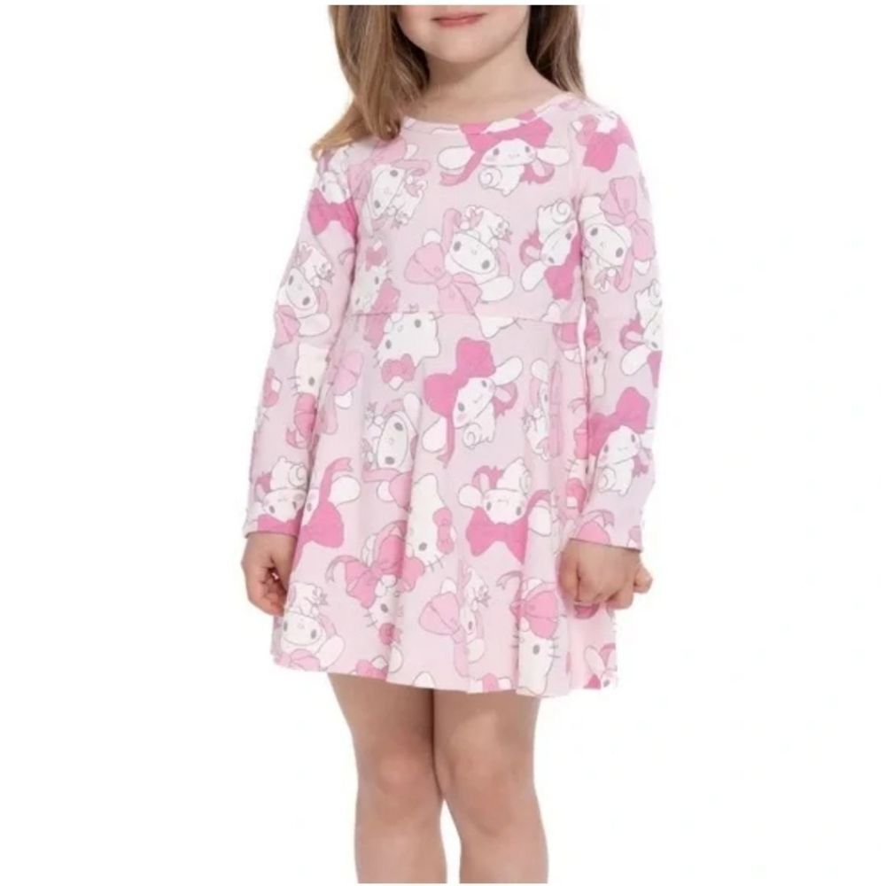 Nwt Sanrio's Hello Kitty and Friends Pink and White Skater Dress